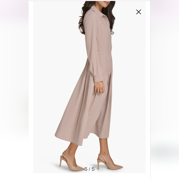 Calvin Klein Commuter Midi Shirt  Dress in Oyster - Picture 5 of 11